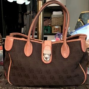 Dooney & Bourke Bag~ Black monogram fabric with beautiful leather trim.